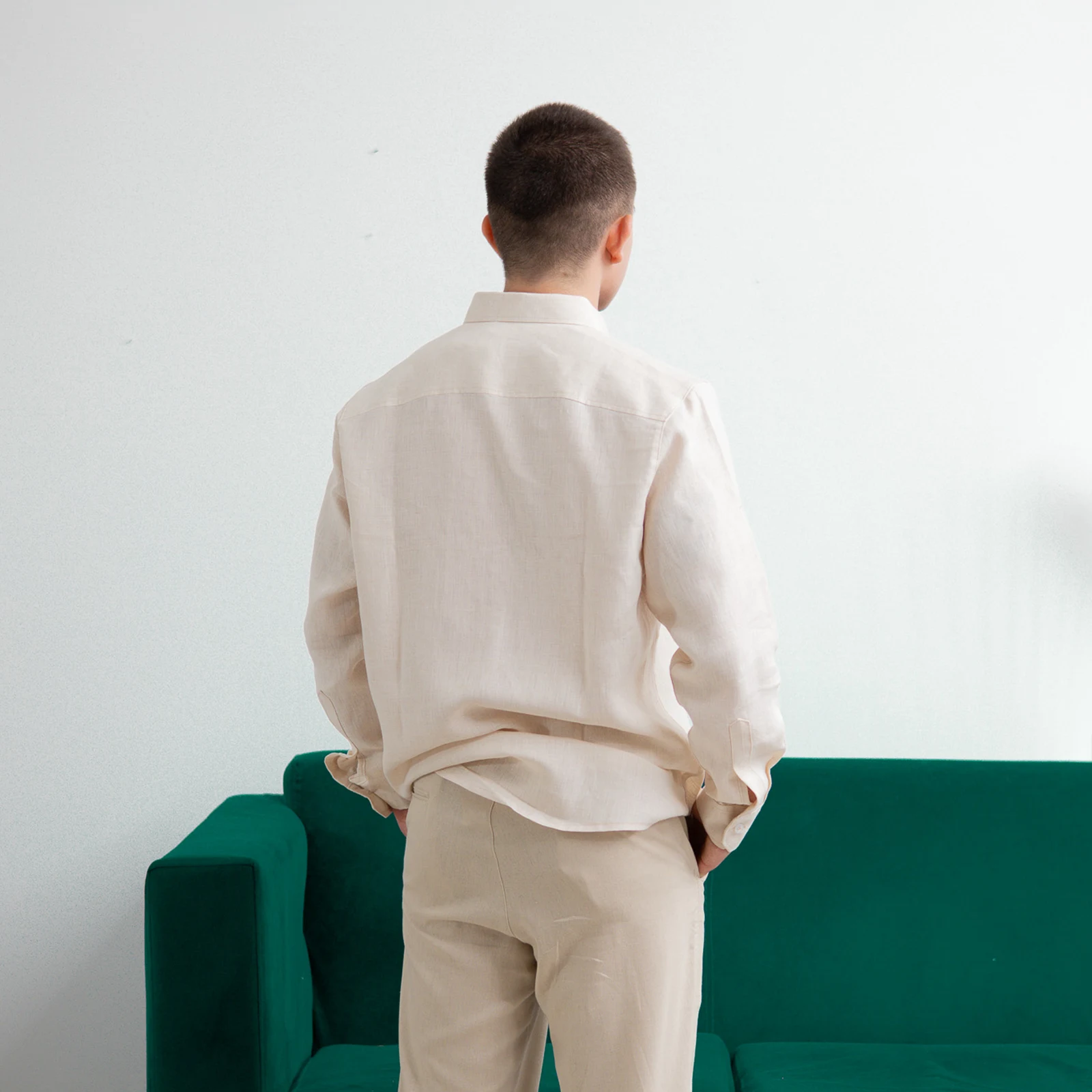 Camisa 100% Lino Beige - Imagen 4