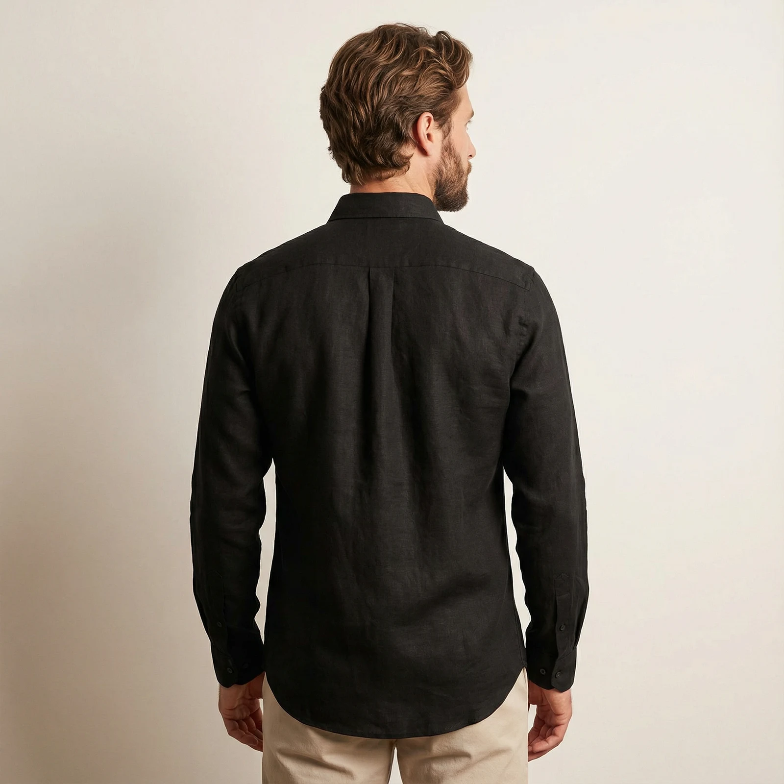 Camisa 100% Lino Negro - Imagen 4