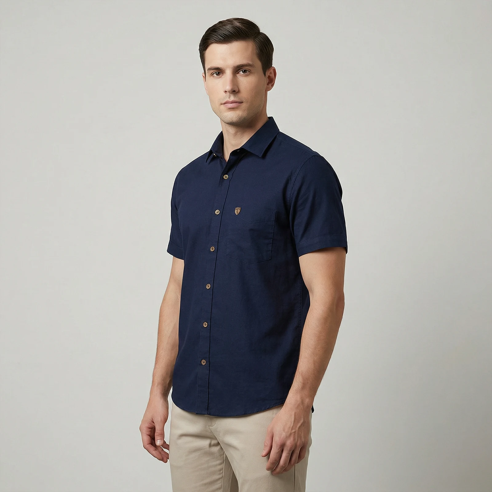 Camisa Manga Corta Azul Oscuro - Imagen 3