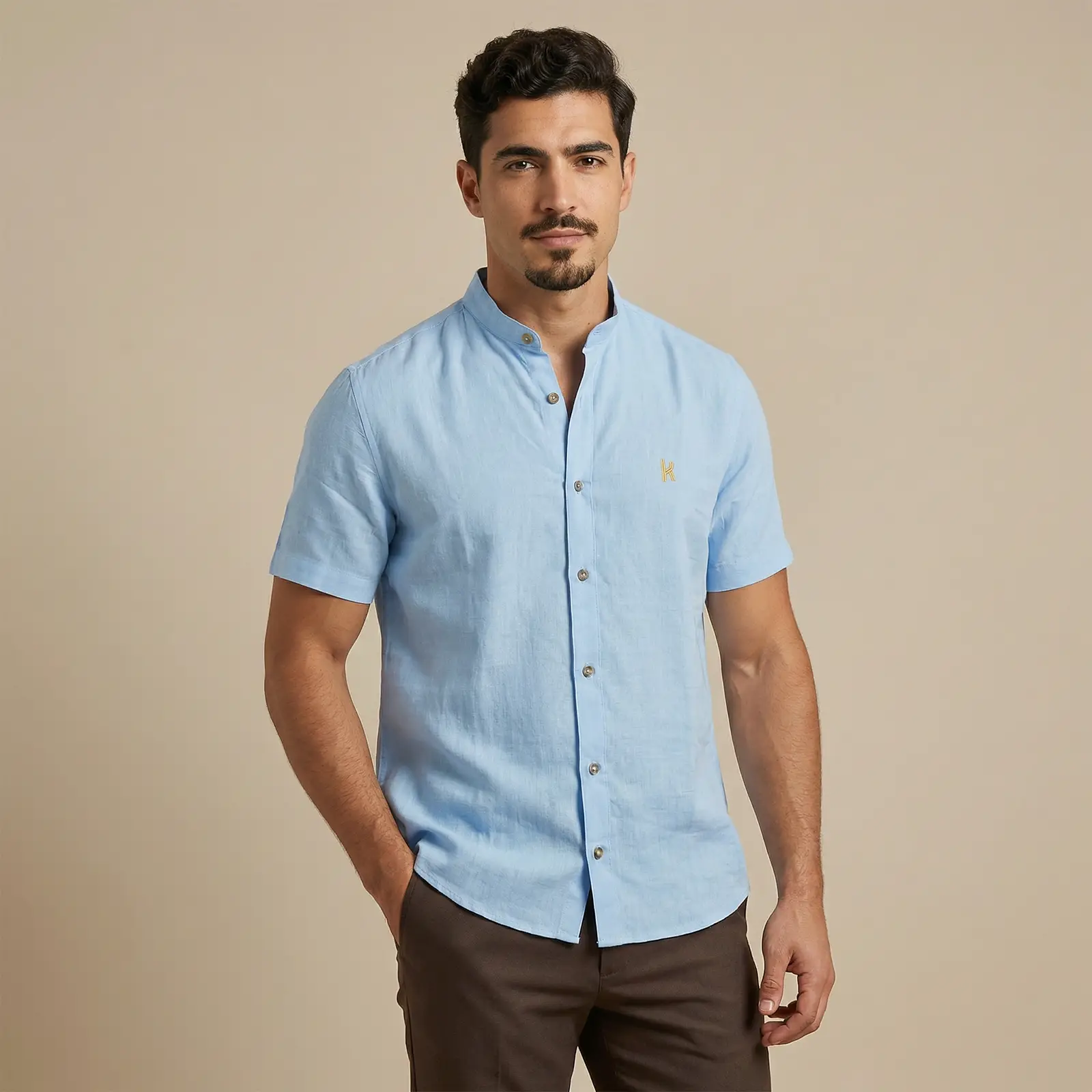 Camisa Cuello Neru Azul - Imagen 2