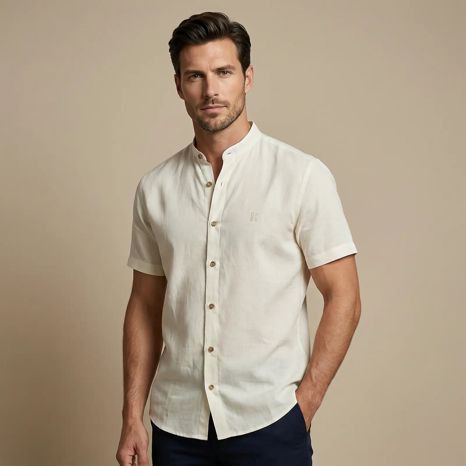 Camisa Cuello Neru Beige - Imagen 2