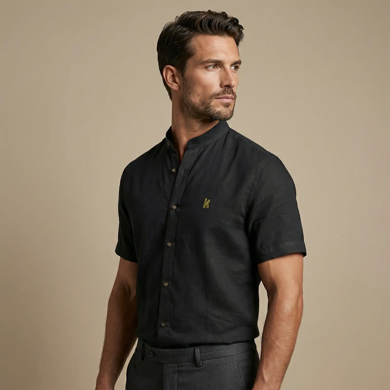 Camisa Cuello Neru Negra - Imagen 3